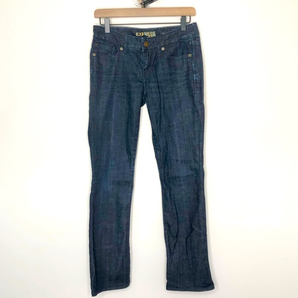 Express Womens Size 0S Stella Barely Boot Slim Fit Whiskered Dark Wash Jeans - Picture 1 of 5